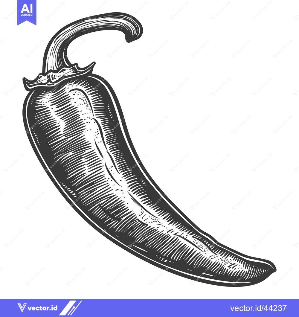 Premium Vector of Hand-Drawn Black and White Illustration of a Chili Pepper