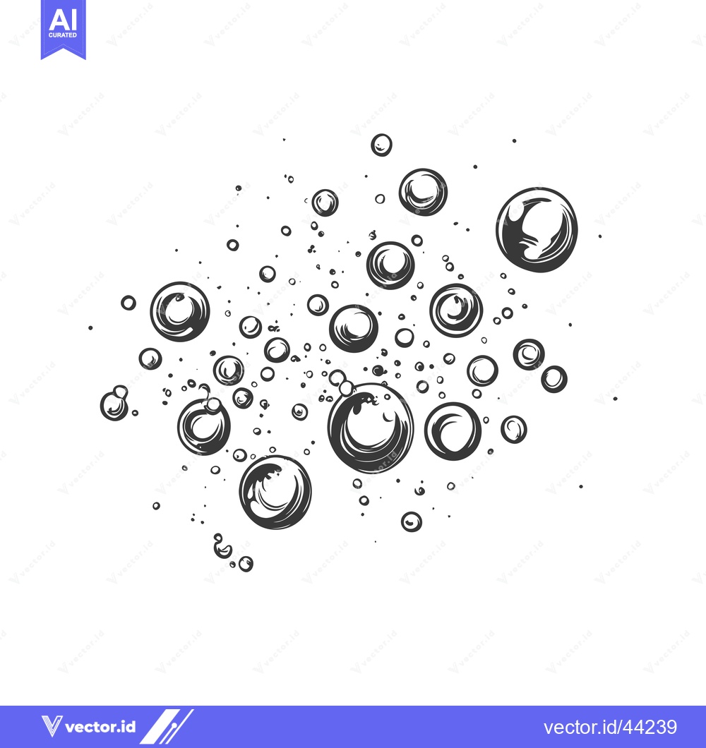 Premium Vector dari Hand-drawn black and white illustration of a cluster of bubbles