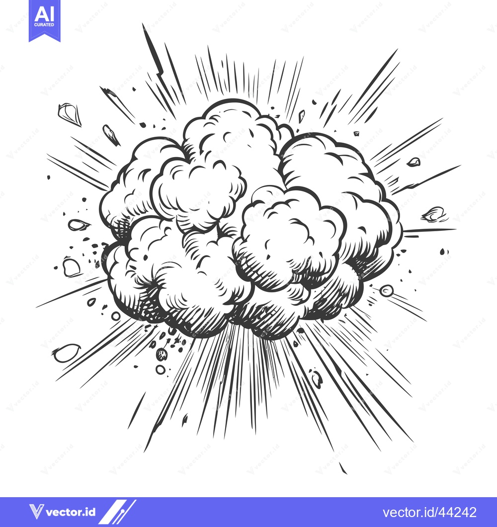 Premium Vector dari Hand-Drawn Black and White Illustration of a Comic Book Explosion