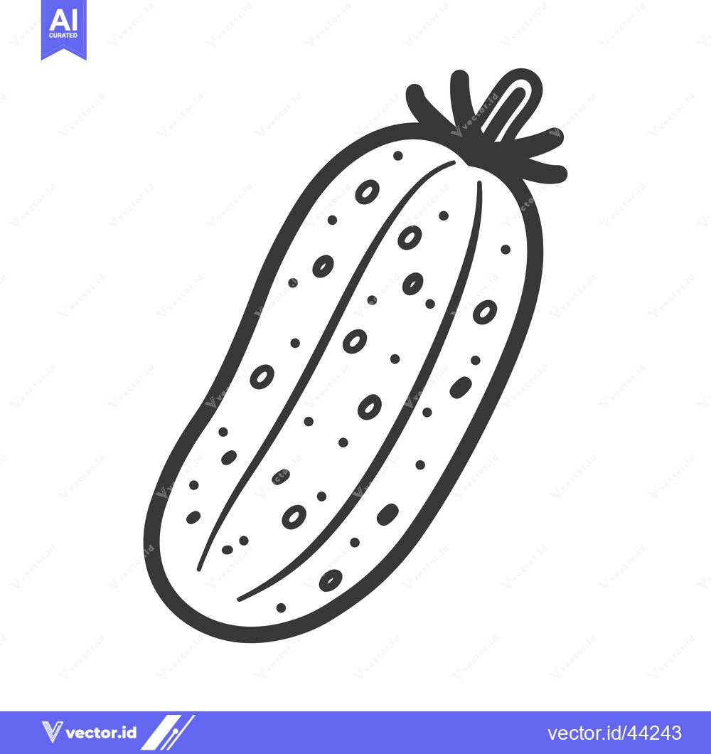 Premium Vector dari Hand-Drawn Black and White Illustration of a Cucumber