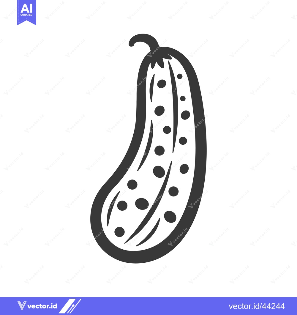 Premium Vector of Hand-Drawn Black and White Illustration of a Cucumber