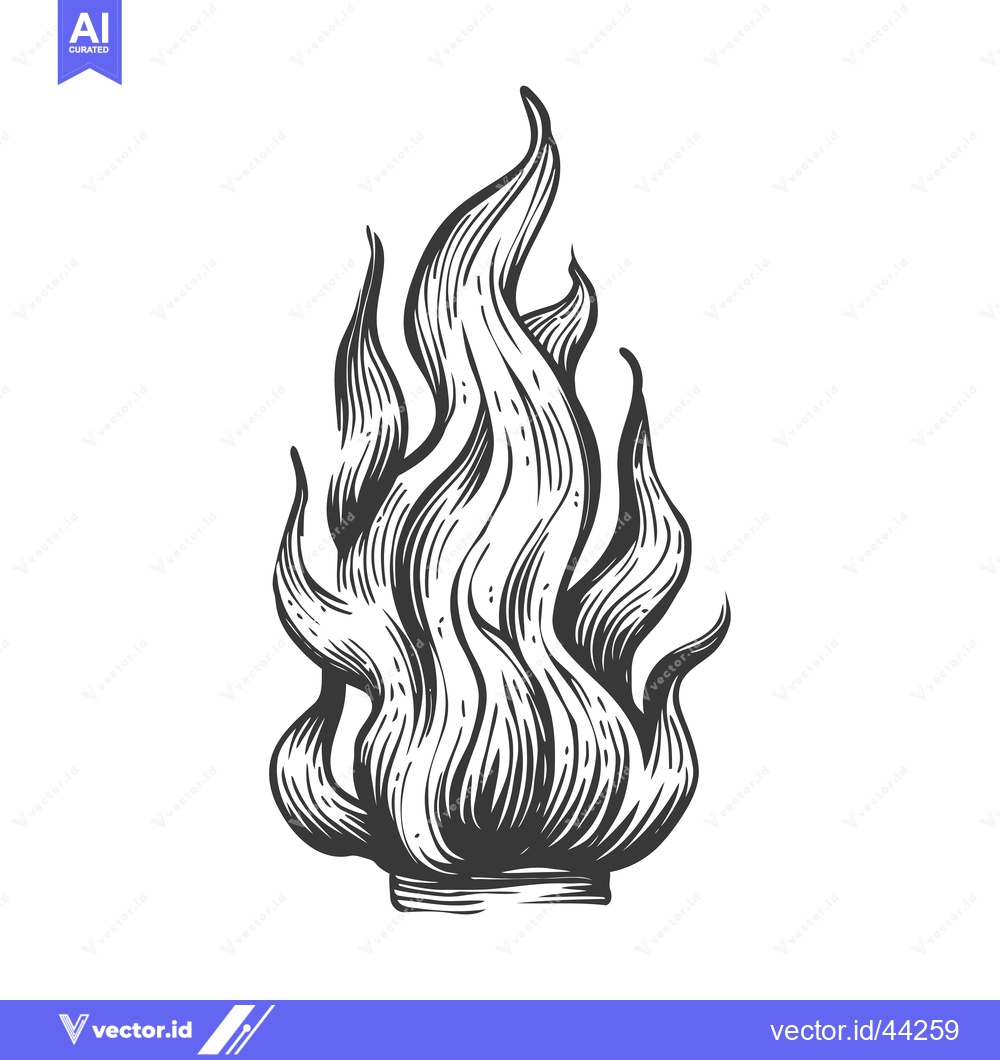 Premium Vector dari Hand-drawn Black and White Illustration of a Flame