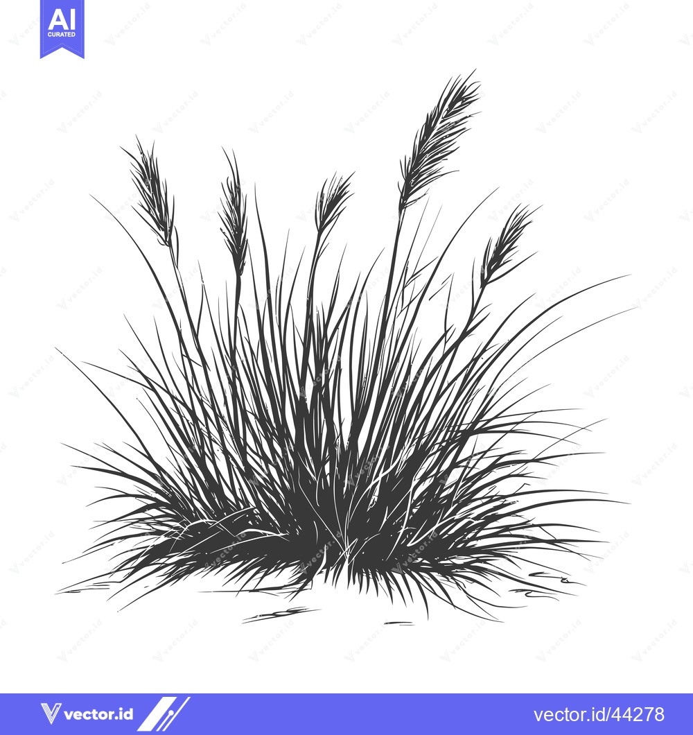Premium Vector dari Hand-Drawn Black and White Illustration of a Grassy Bush