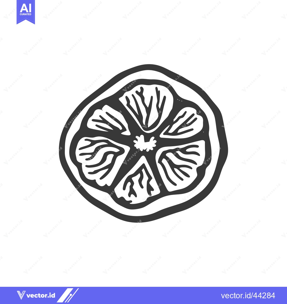 Premium Vector of Hand-drawn black and white illustration of a lemon slice