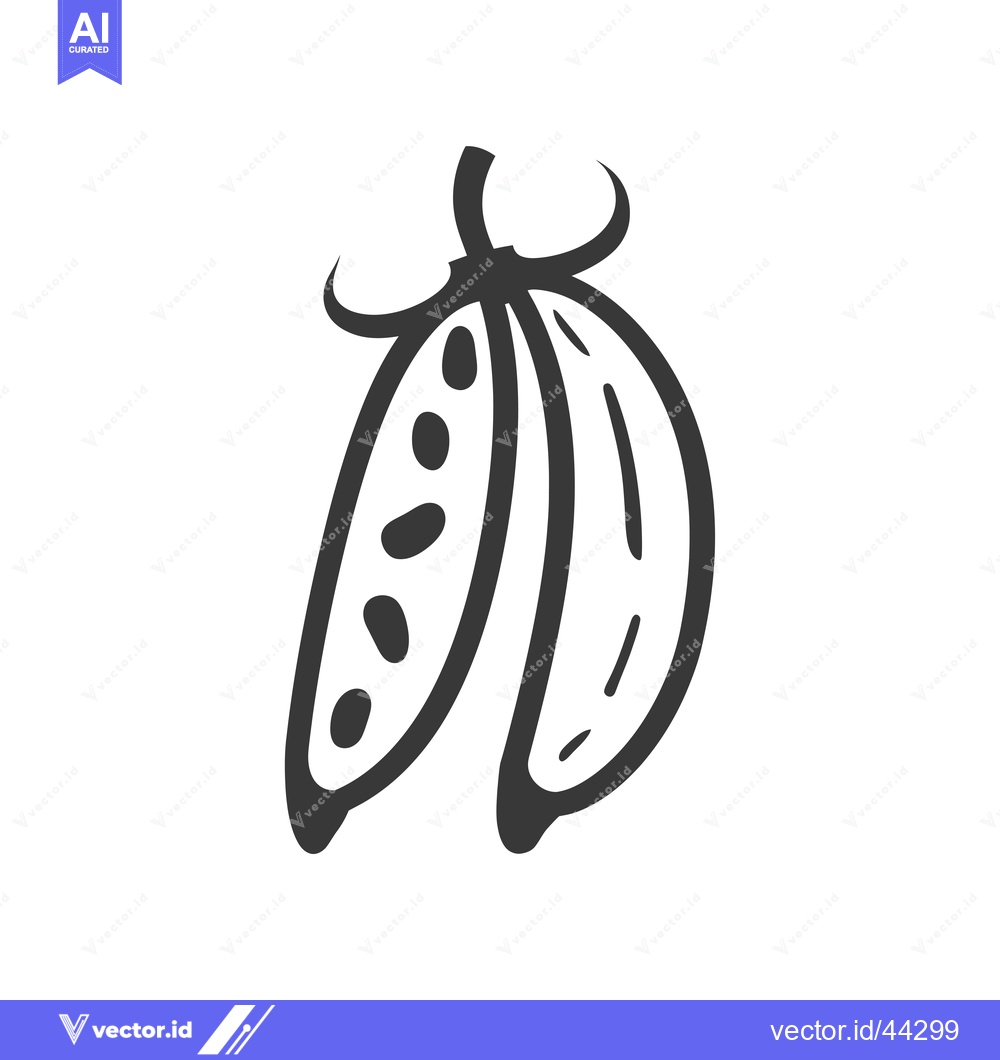 Premium Vector of Hand-Drawn Black and White Illustration of a Pea Pod