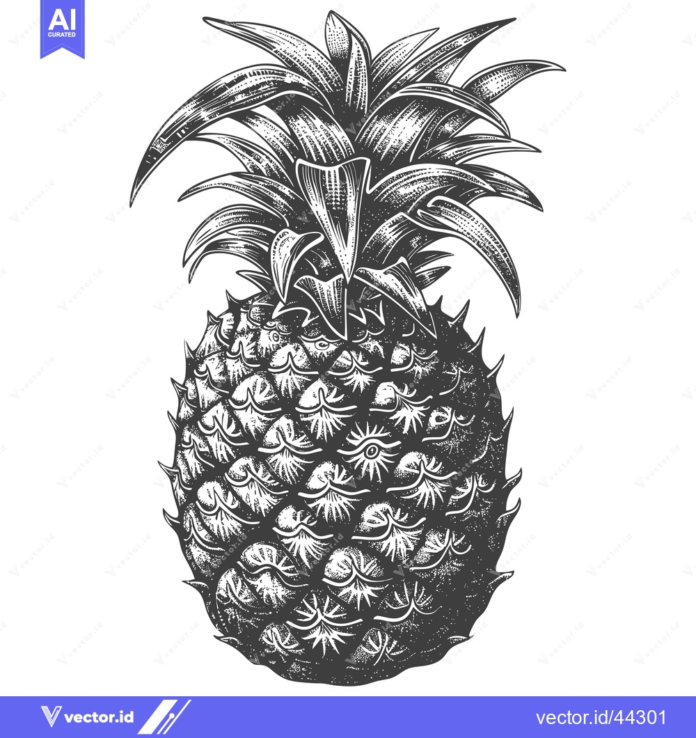 Premium Vector dari Hand-Drawn Black and White Illustration of a Pineapple