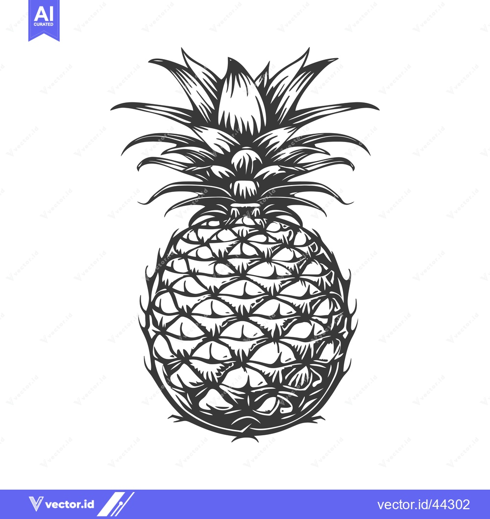 Premium Vector dari Hand-Drawn Black and White Illustration of a Pineapple