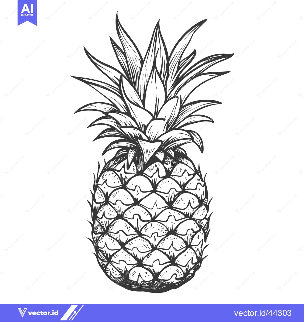 Premium Vector dari Hand-Drawn Black and White Illustration of a Pineapple