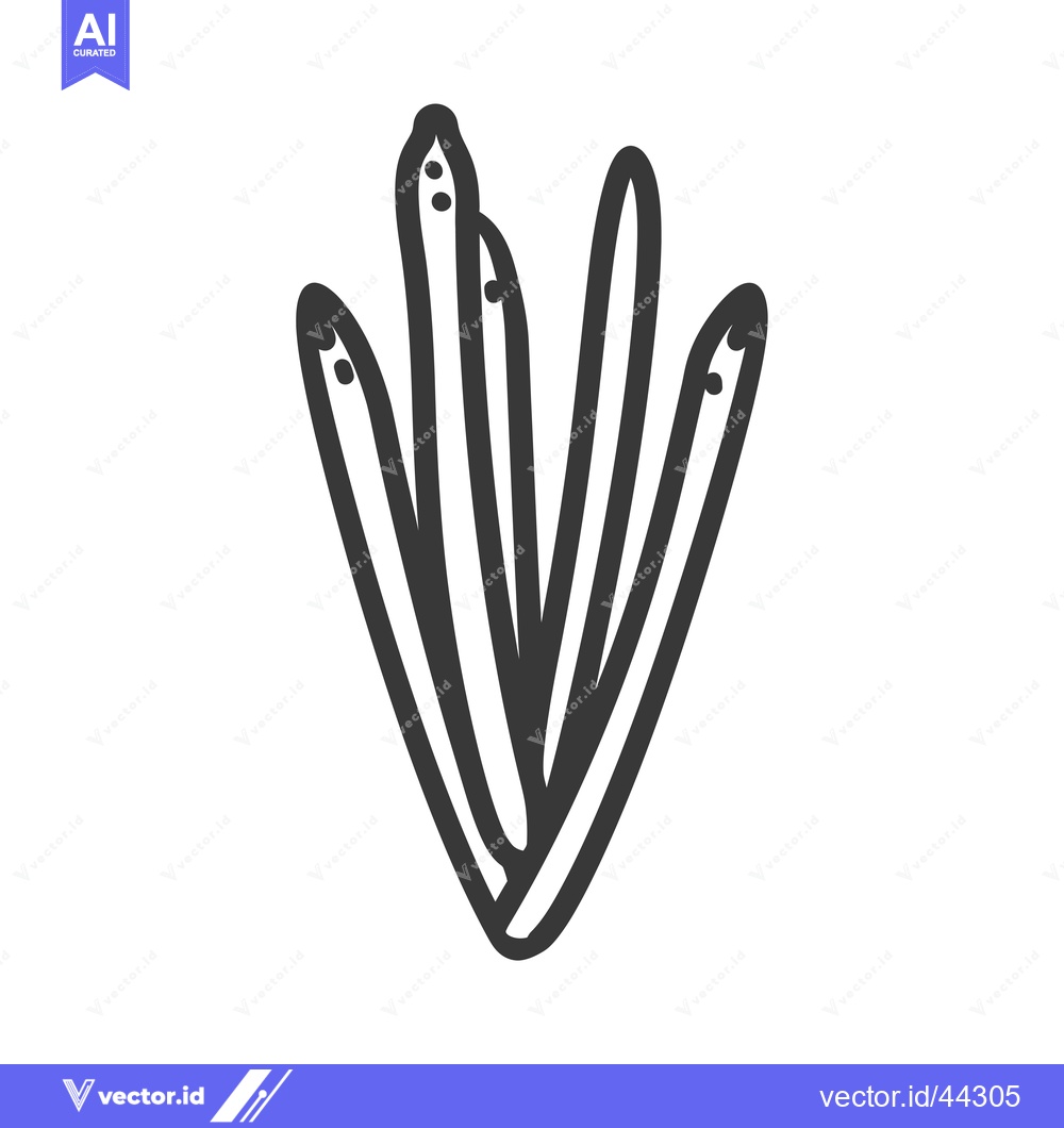 Premium Vector dari Hand-drawn black and white illustration of a plant with five long thin
