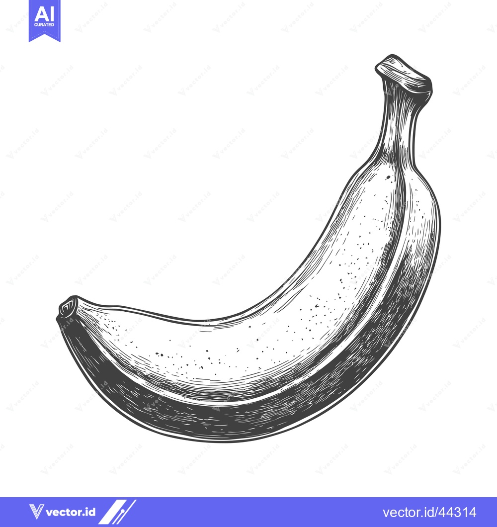 Premium Vector dari Hand-Drawn Black and White Illustration of a Single Banana