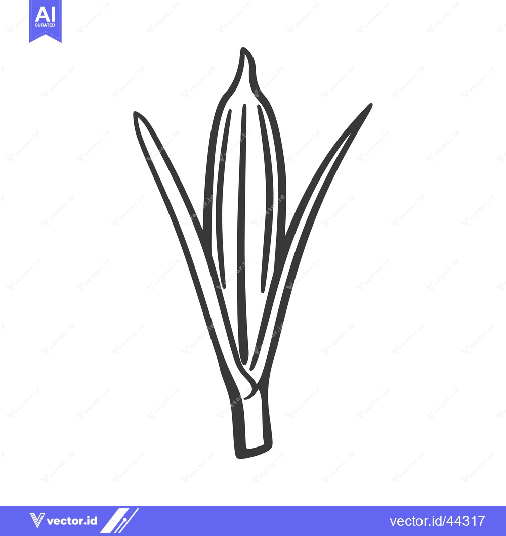 Premium Vector dari Hand-Drawn Black and White Illustration of a Single Corn Cob