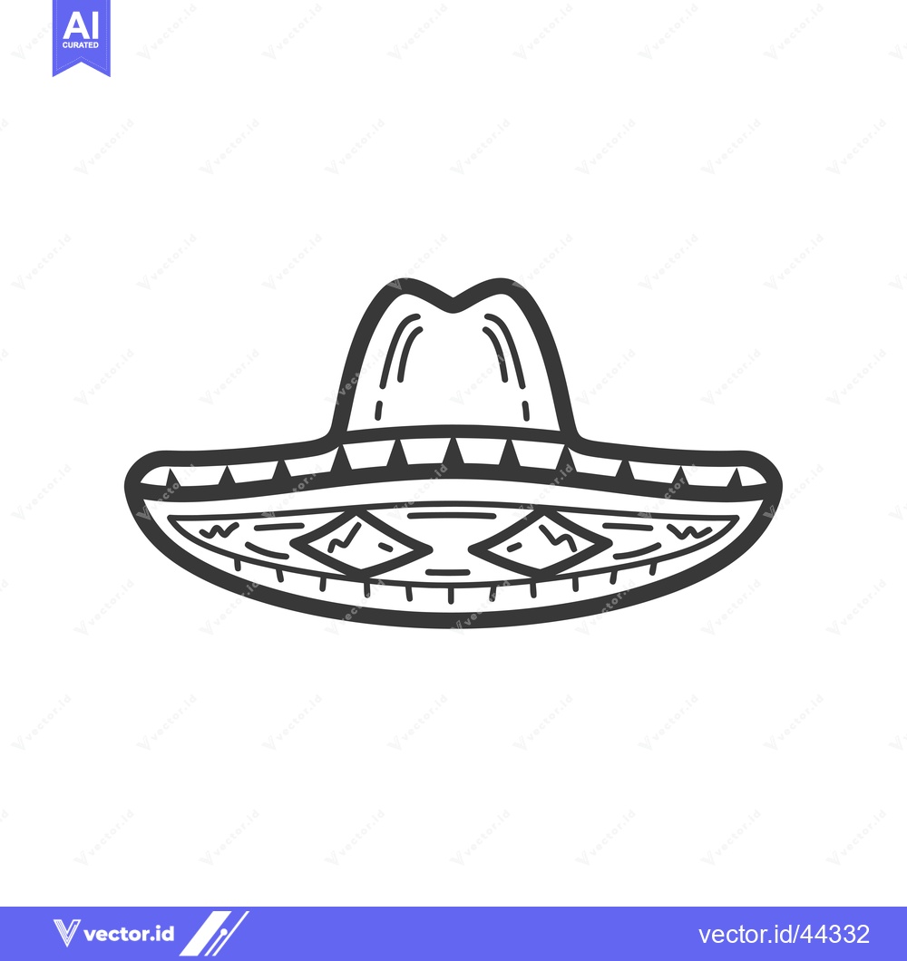 Premium Vector dari Hand-Drawn Black and White Illustration of a Sombrero