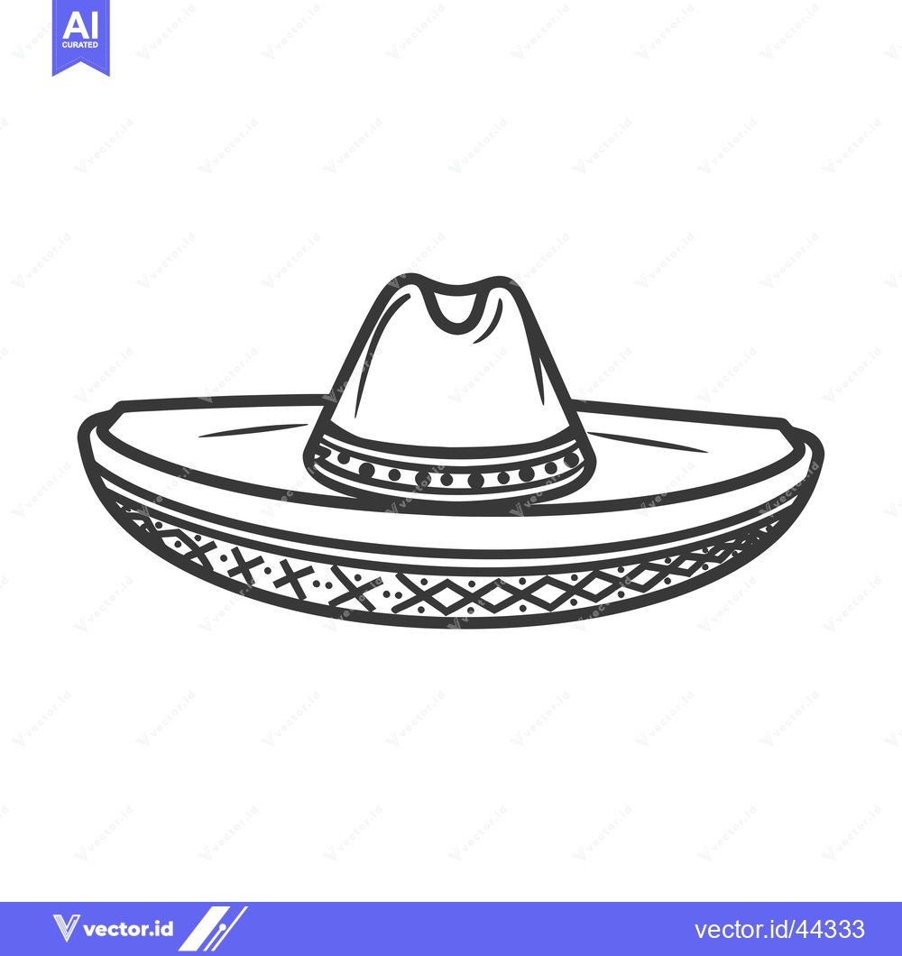 Premium Vector dari Hand-Drawn Black and White Illustration of a Sombrero