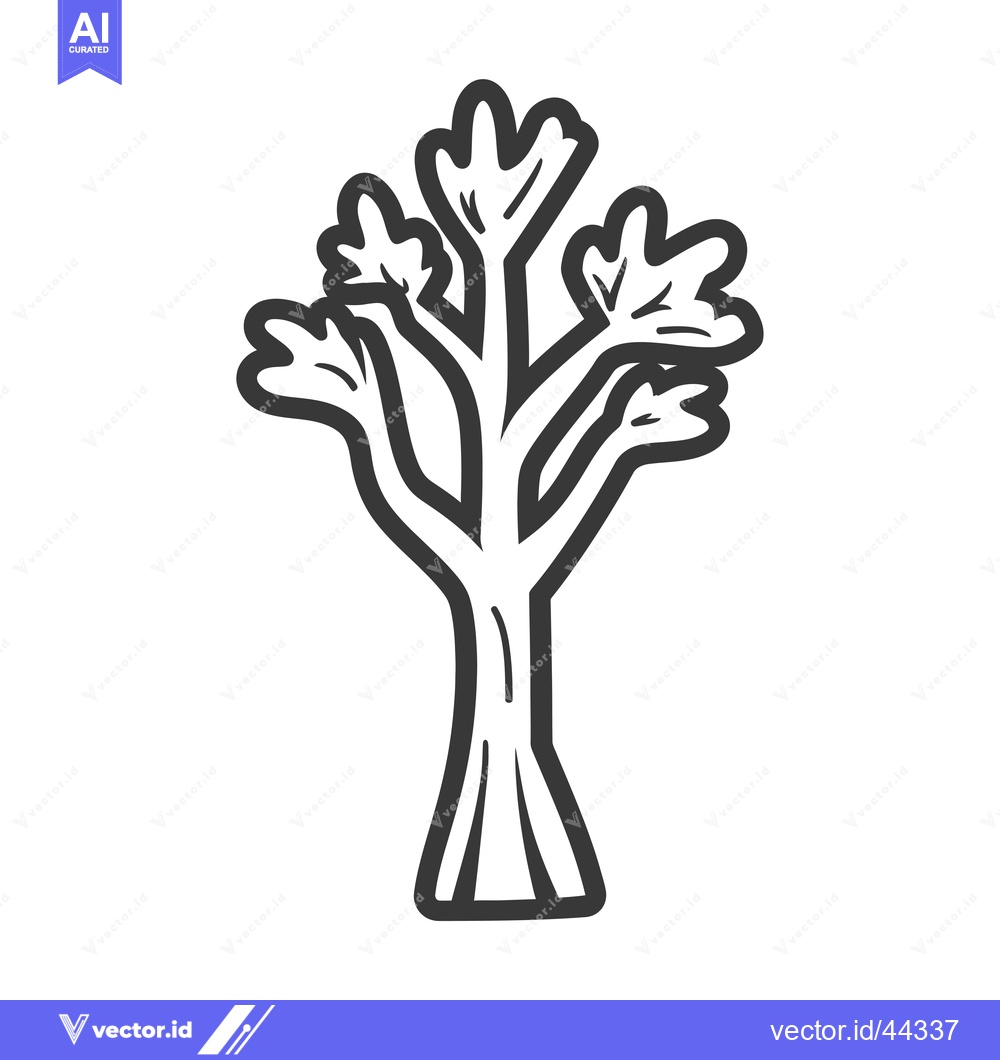 Premium Vector dari Hand-drawn black and white illustration of a stylized tree