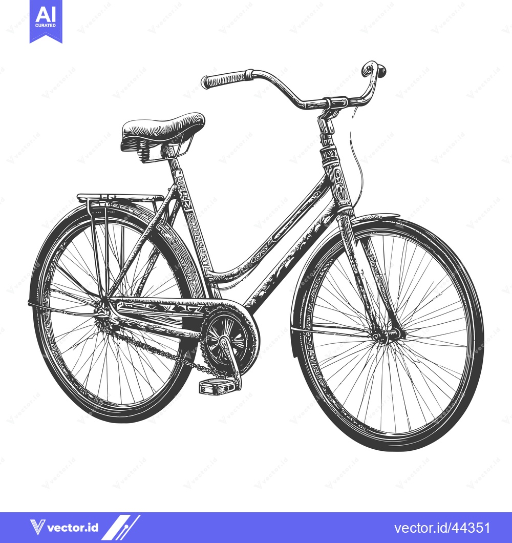 Premium Vector of Hand-Drawn Black and White Illustration of a Vintage Bicycle