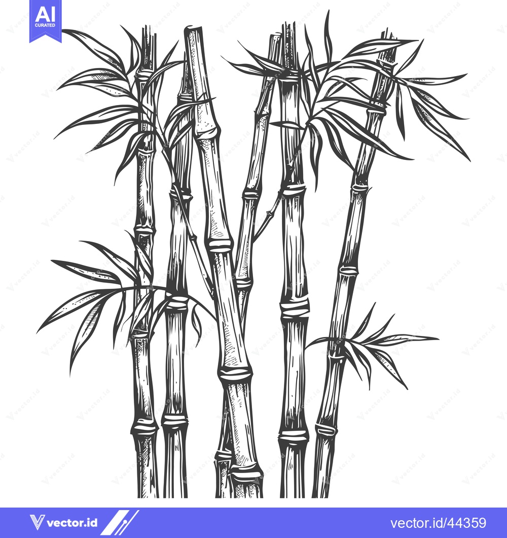 Premium Vector dari Hand-Drawn Black and White Illustration of Bamboo Stalks