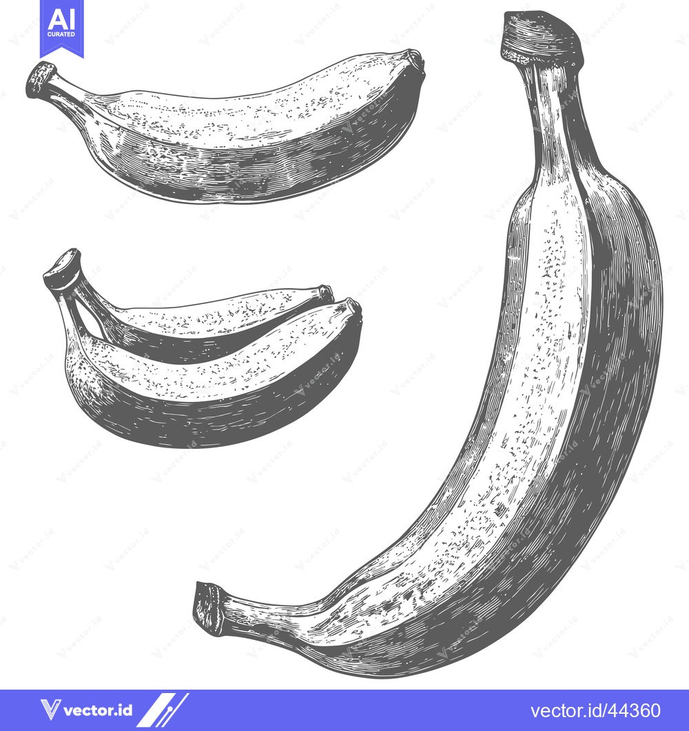 Premium Vector dari Hand-drawn black and white illustration of bananas