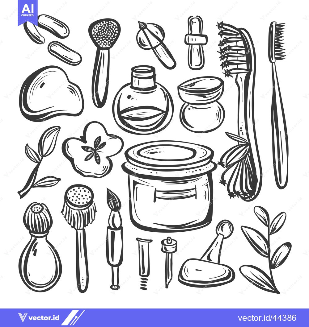 Premium Vector dari Hand-drawn Black and White Illustration of Natural Beauty and Hygiene