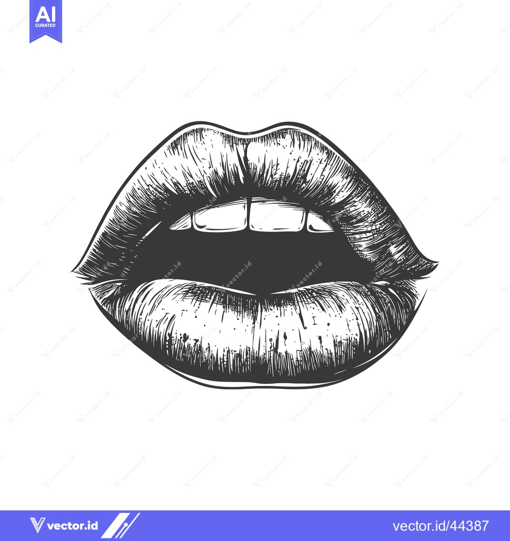 Premium Vector dari Hand-Drawn Black and White Illustration of Open Lips