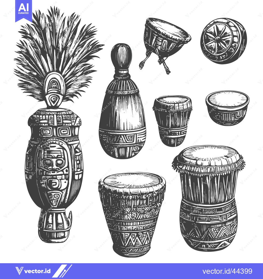 Premium Vector dari Hand-Drawn Black and White Illustration of Traditional Indigenous Inst