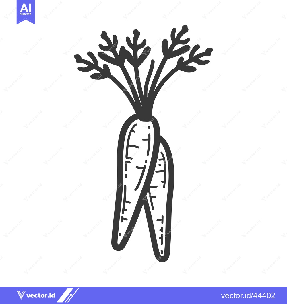 Premium Vector dari Hand-Drawn Black and White Illustration of Two Carrots