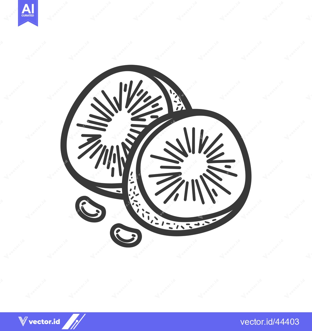 Premium Vector dari Hand-Drawn Black and White Illustration of Two Kiwi Fruit Slices and S