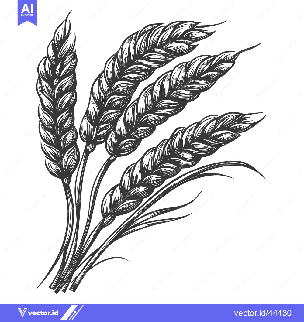 Premium Vector dari Hand-Drawn Black and White Illustration of Wheat Ears
