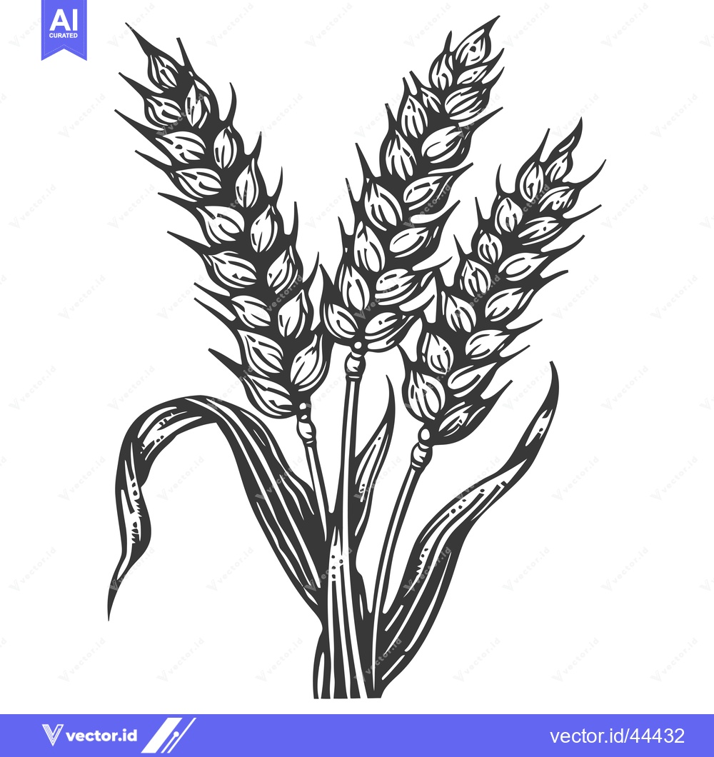 Premium Vector dari Hand-drawn black and white illustration of wheat stalks