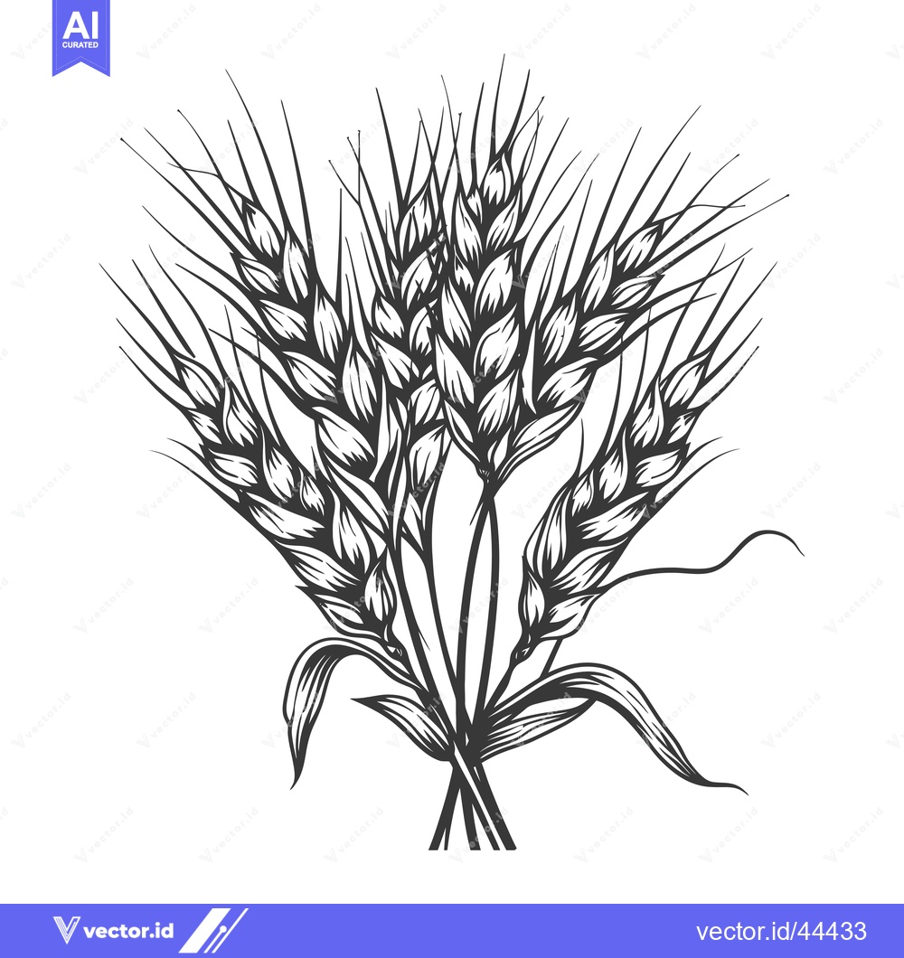 Premium Vector dari Hand-Drawn Black and White Illustration of Wheat Stalks