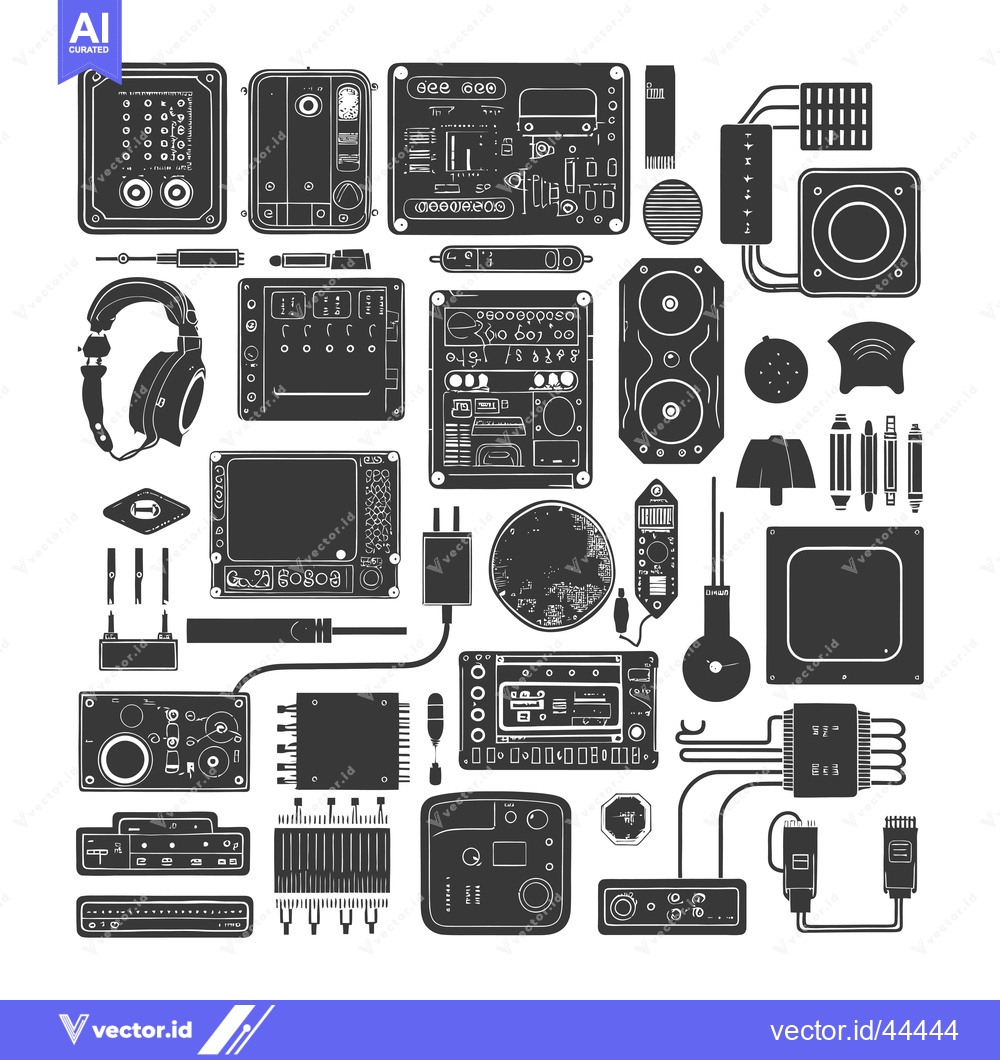 Premium Vector dari Hand-Drawn Black and White Illustrations of Electronic Devices