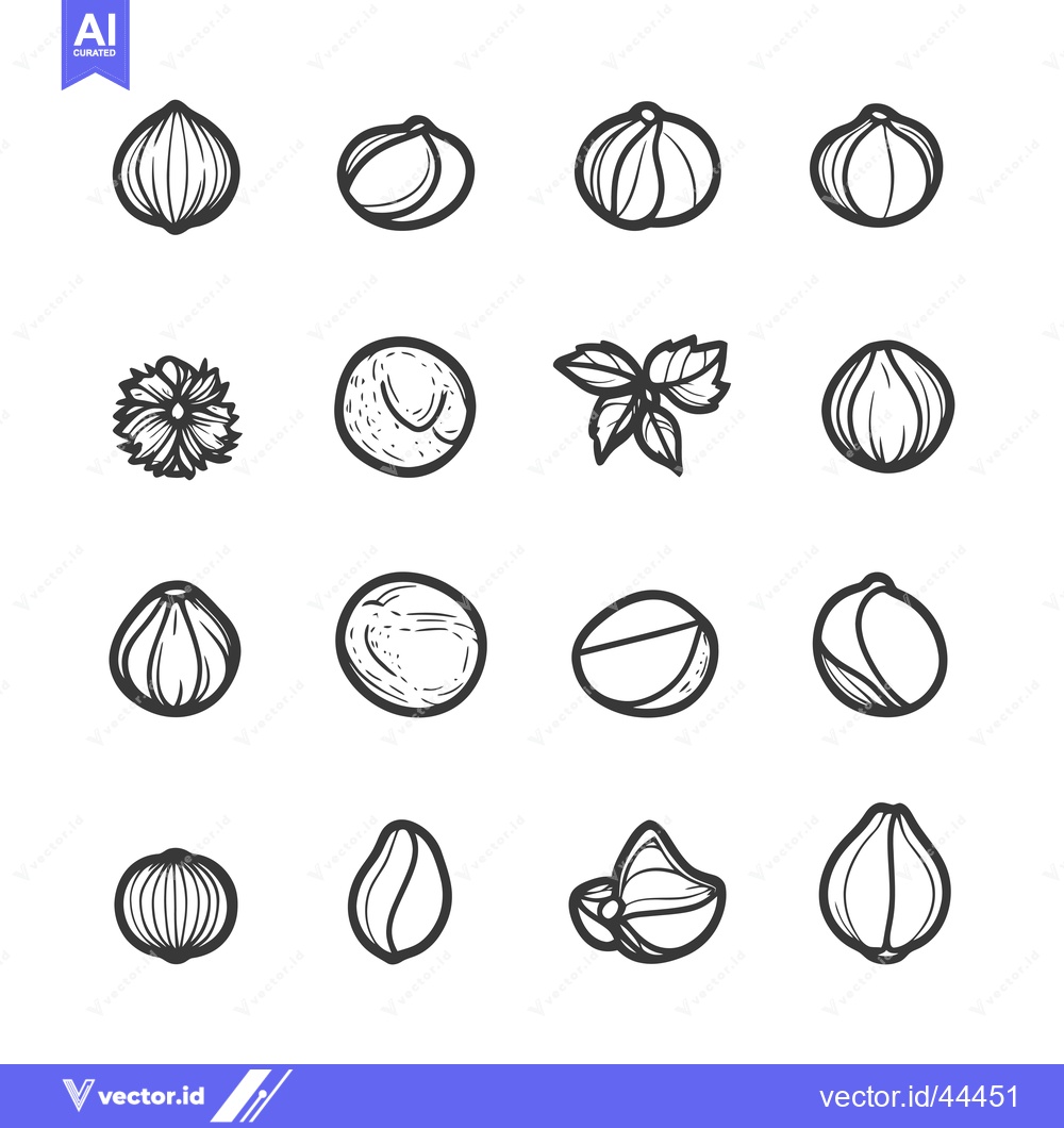 Premium Vector dari Hand-Drawn Black and White Illustrations of Nuts and Seeds