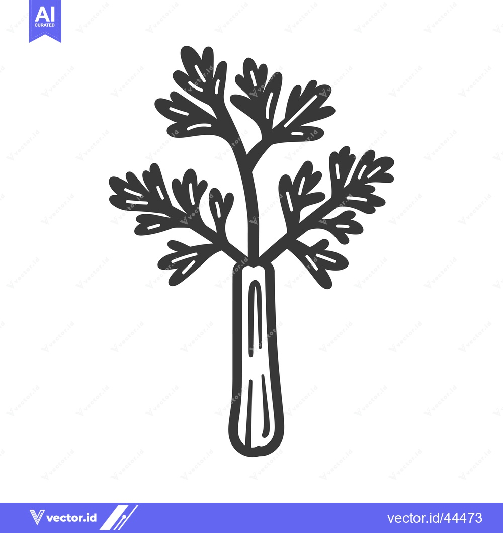 Premium Vector dari Hand-drawn black and white line art illustration of a celery stalk