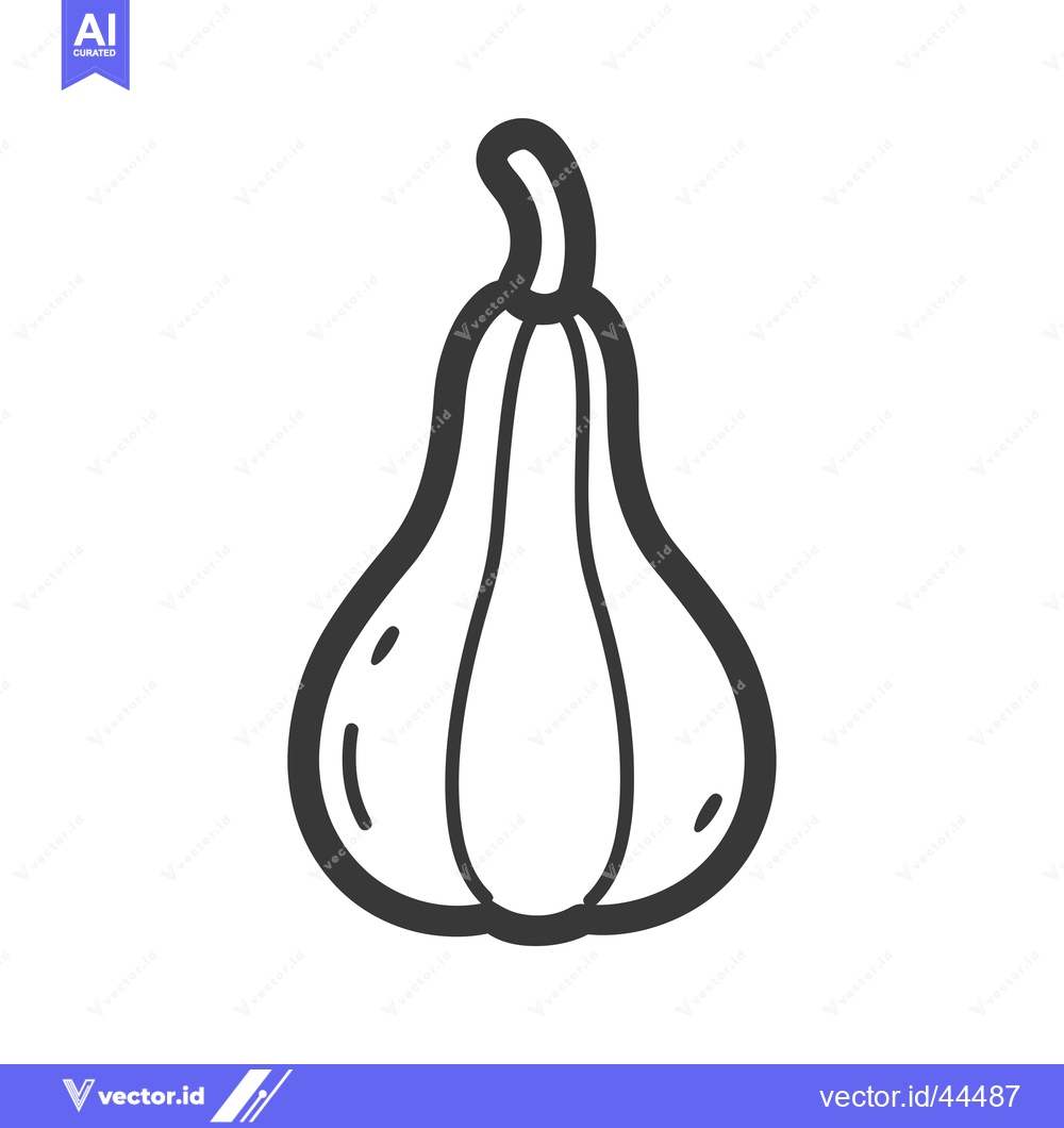 Premium Vector of Hand-drawn black and white outline illustration of a butternut squash