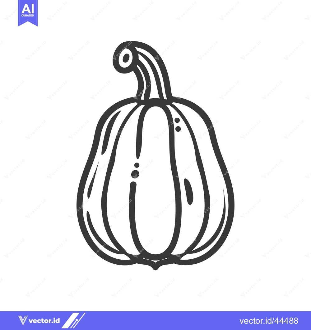 Premium Vector dari Hand-drawn black and white outline illustration of a pumpkin