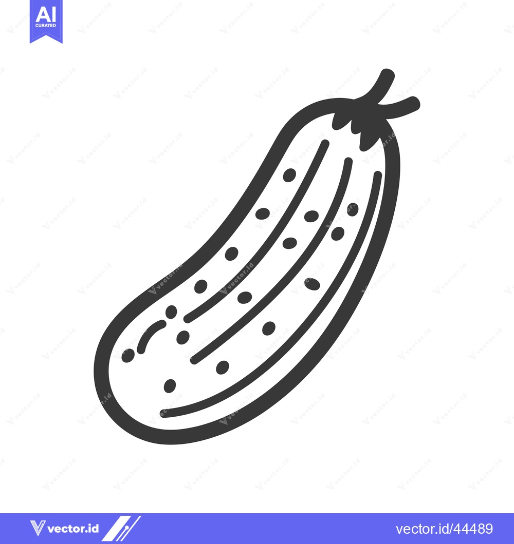 Premium Vector of Hand-Drawn Black and White Outline of a Cucumber