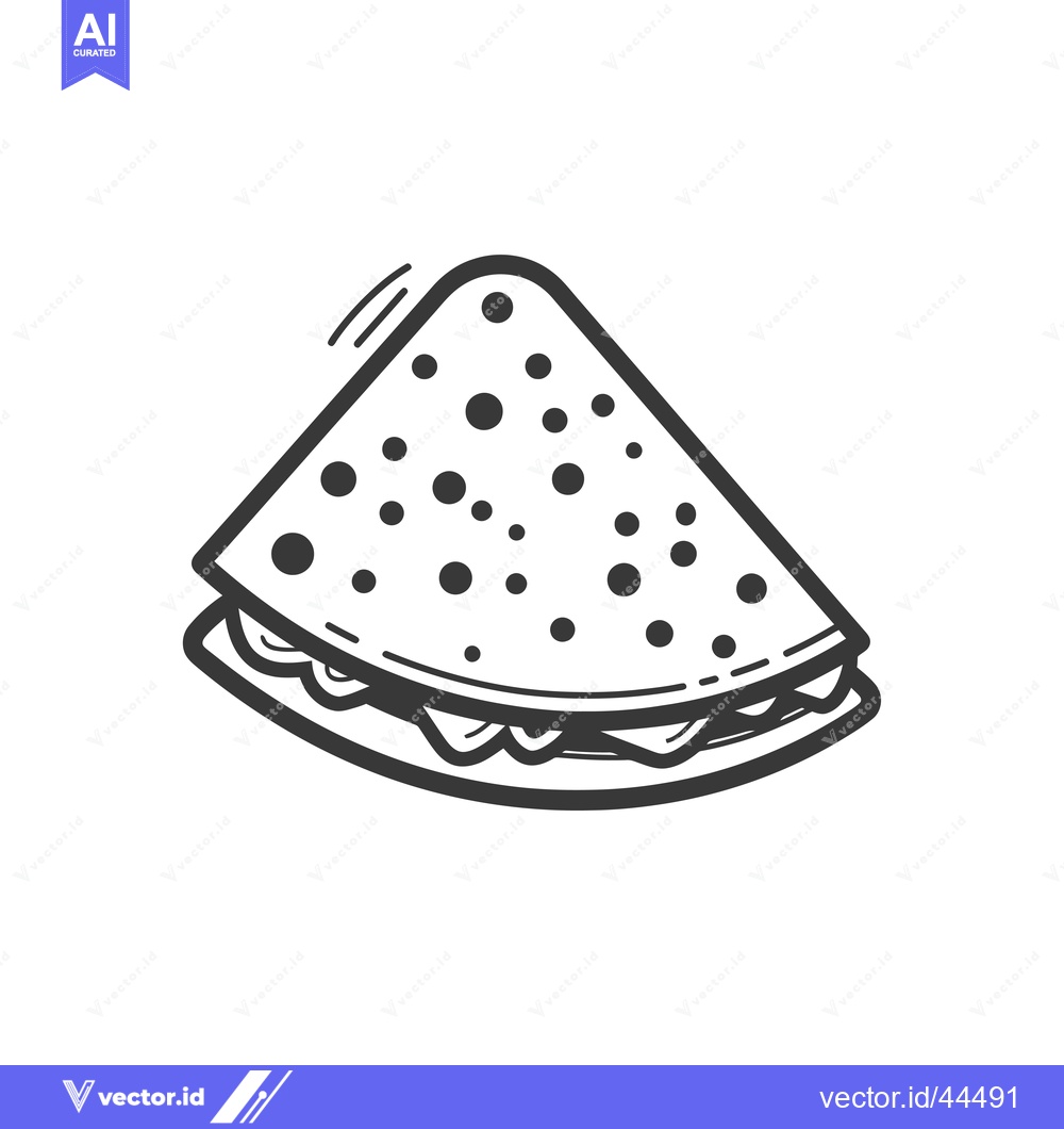 Premium Vector of Hand-Drawn Black and White Outline of a Quesadilla