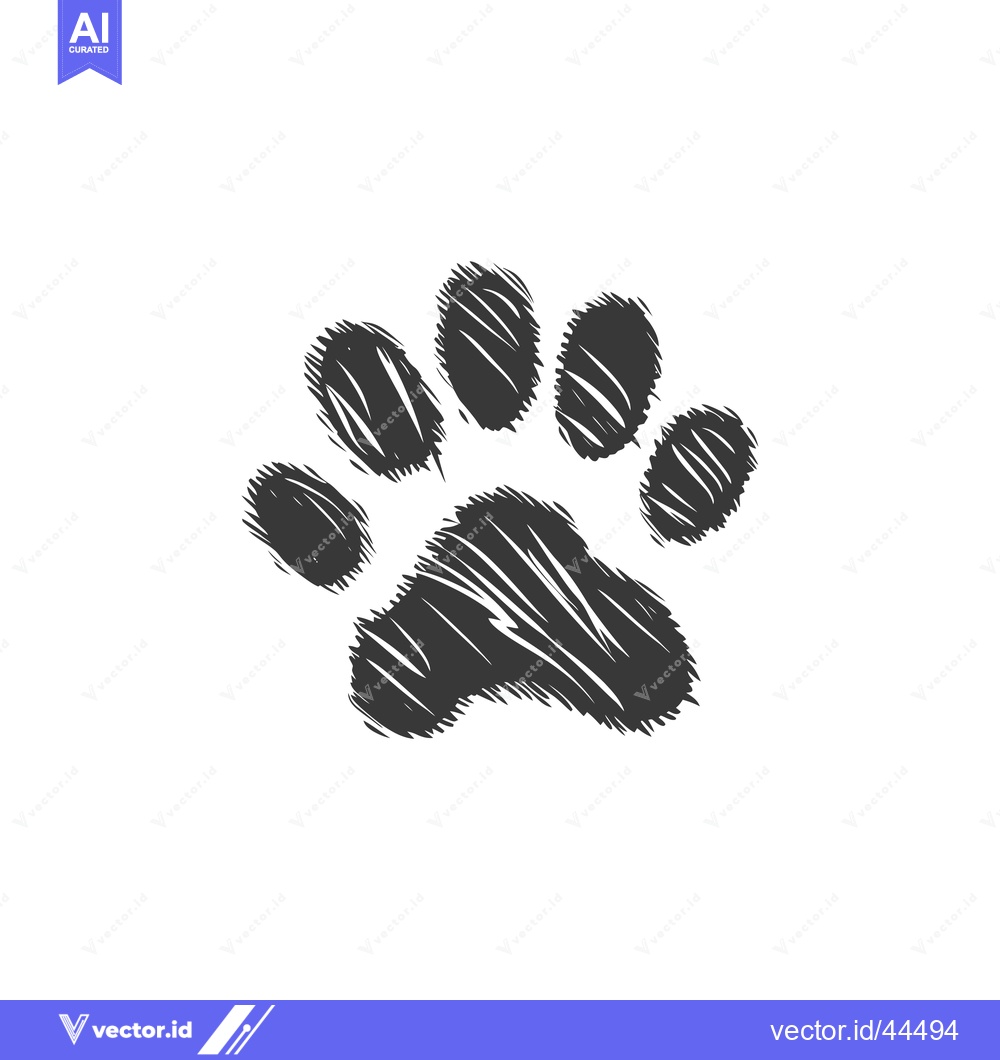 Premium Vector dari Hand-Drawn Black and White Paw Print Illustration
