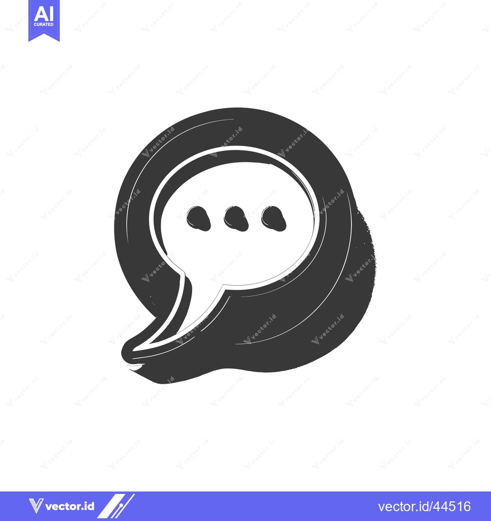 Premium Vector of Hand-Drawn Black and White Speech Bubble Icon