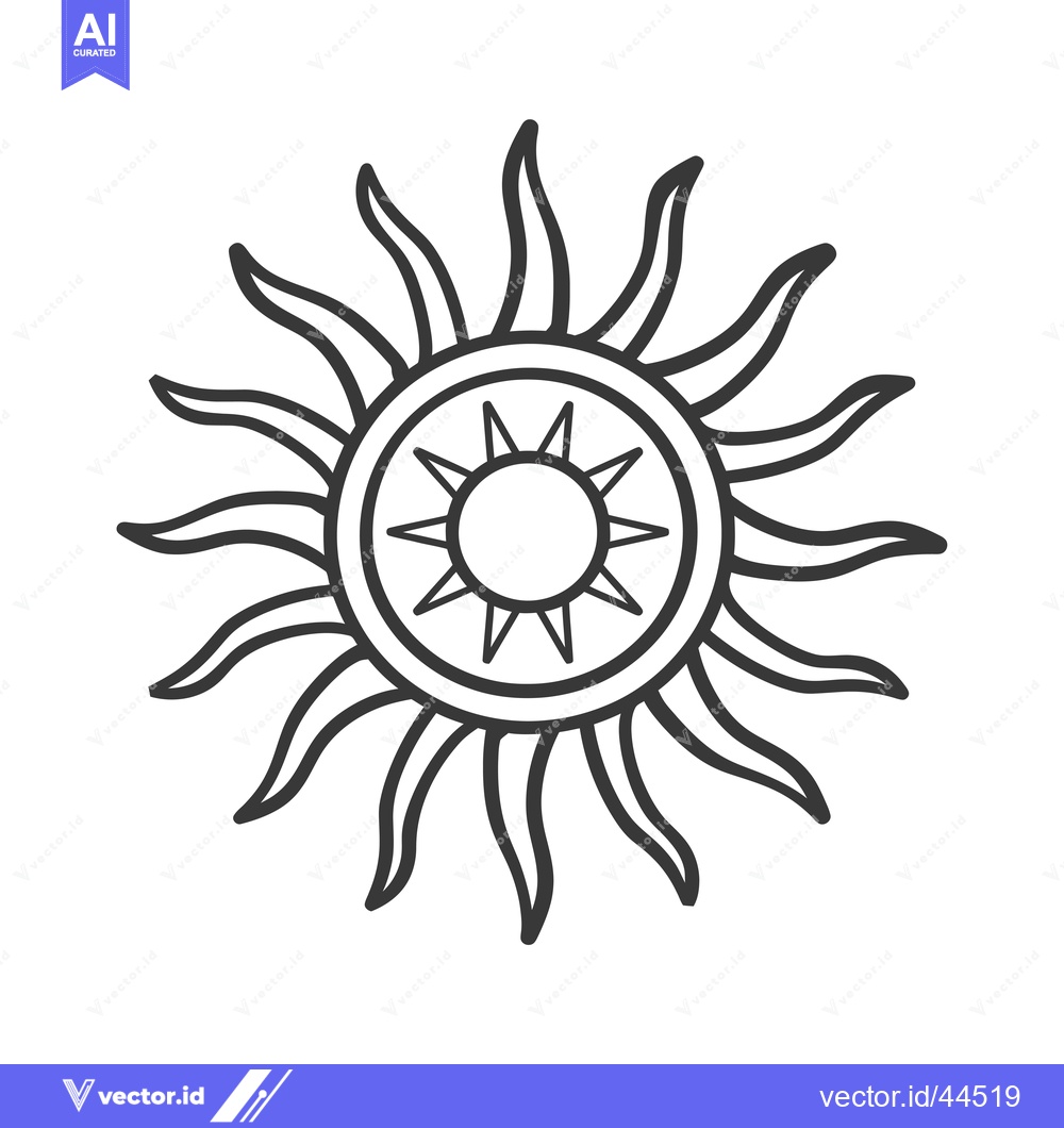 Premium Vector dari Hand-drawn black and white sun with rays