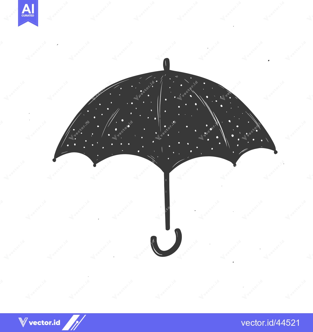 Premium Vector dari Hand-Drawn Black and White Umbrella with White Dot Pattern