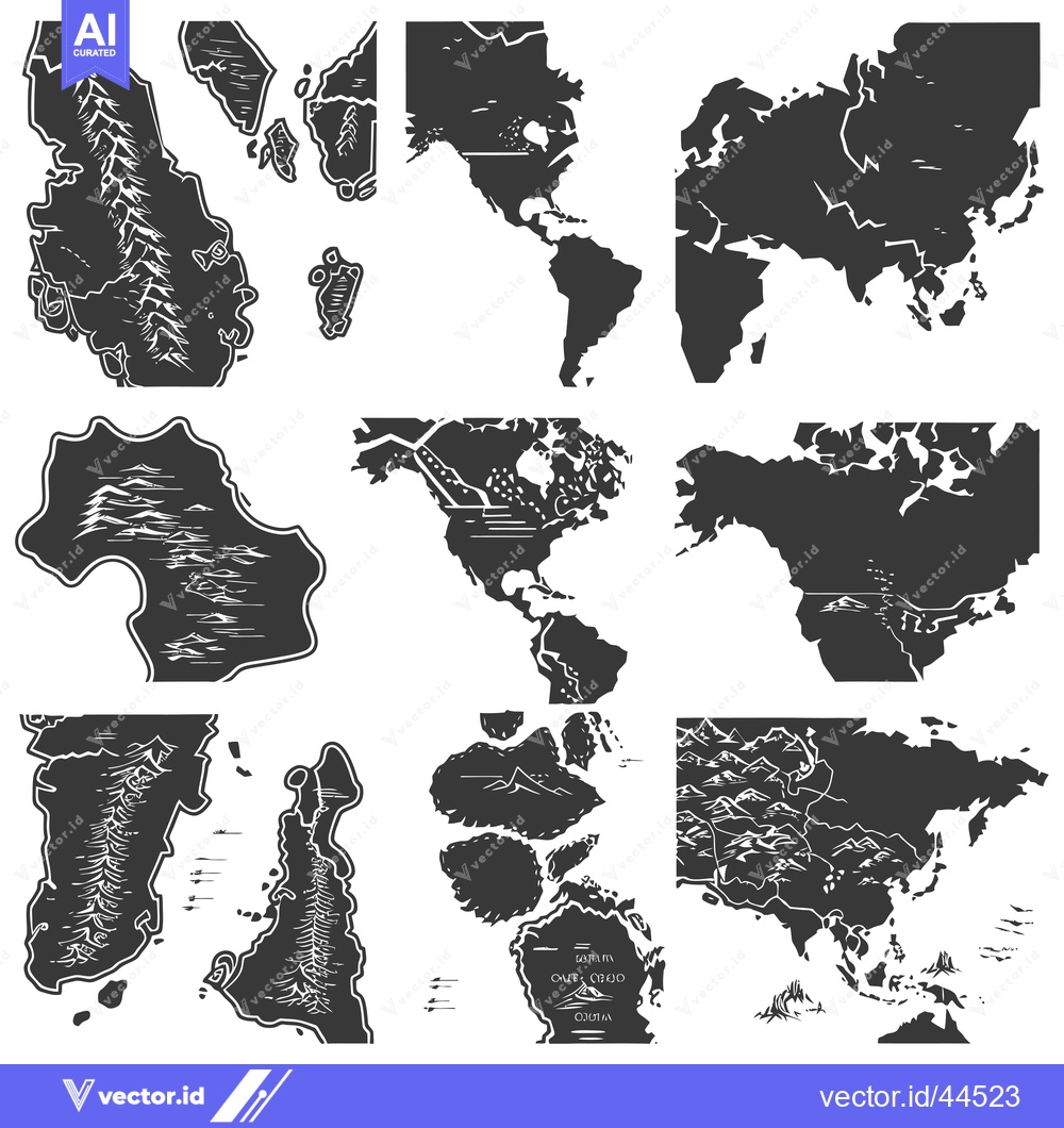 Premium Vector of Hand-drawn black and white world map with detailed continent outlines