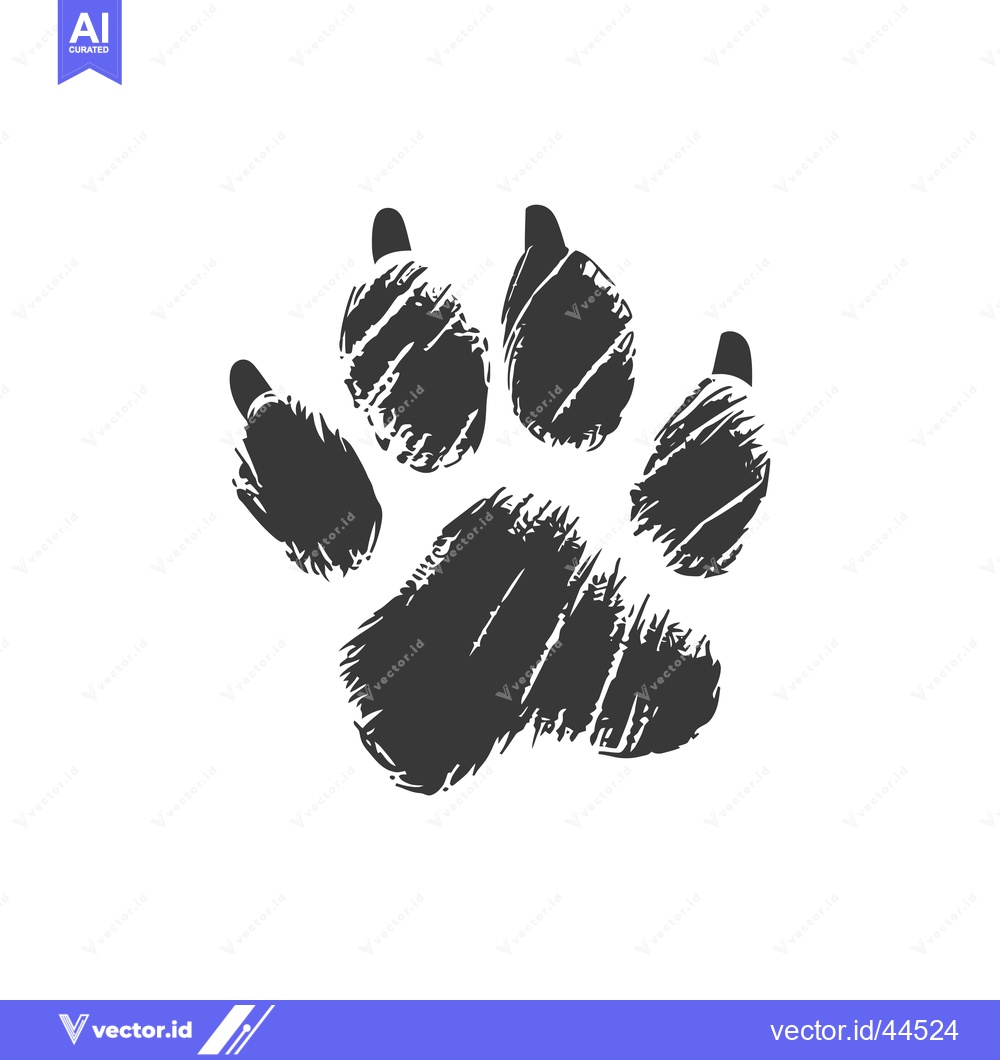Premium Vector of Hand-Drawn Black Paw Print on White Background