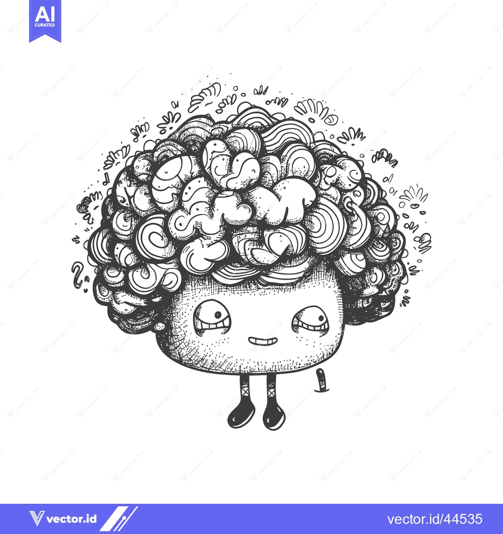 Premium Vector of Hand-Drawn Cartoon Character with Whimsical Hair
