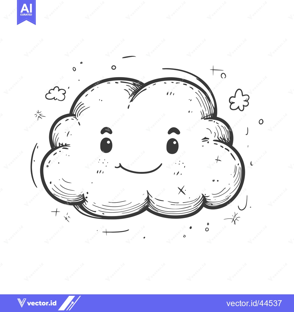 Premium Vector of Hand-drawn Cartoon Cloud with a Smiling Face