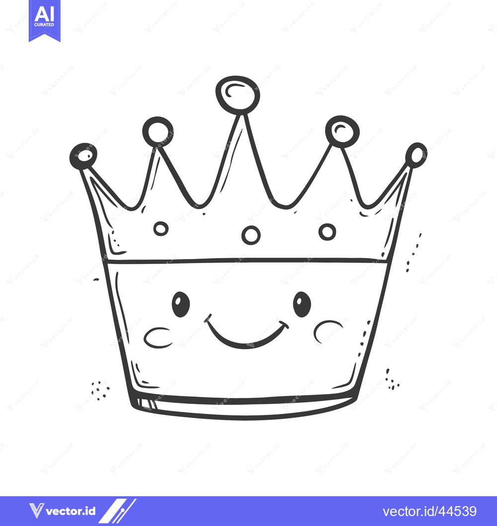 Premium Vector dari Hand-Drawn Cartoon Crown with a Smiling Face