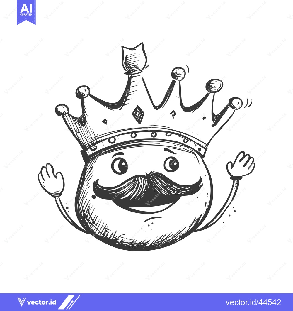 Premium Vector of Hand-drawn cartoon illustration of a round character with a crown and