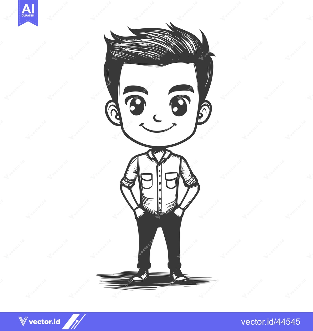 Premium Vector of Hand-drawn Cartoon Illustration of a Smiling Boy