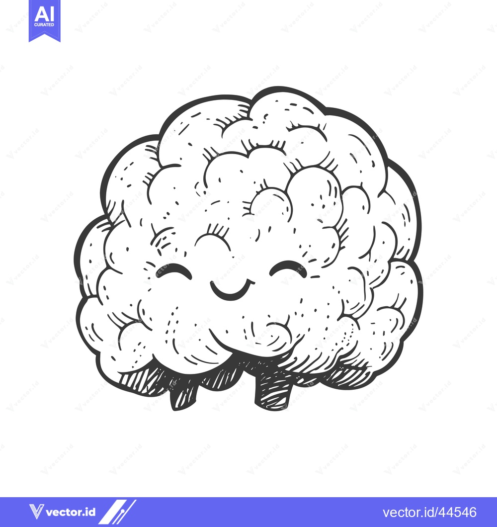 Premium Vector dari Hand-Drawn Cartoon Illustration of a Smiling Brain