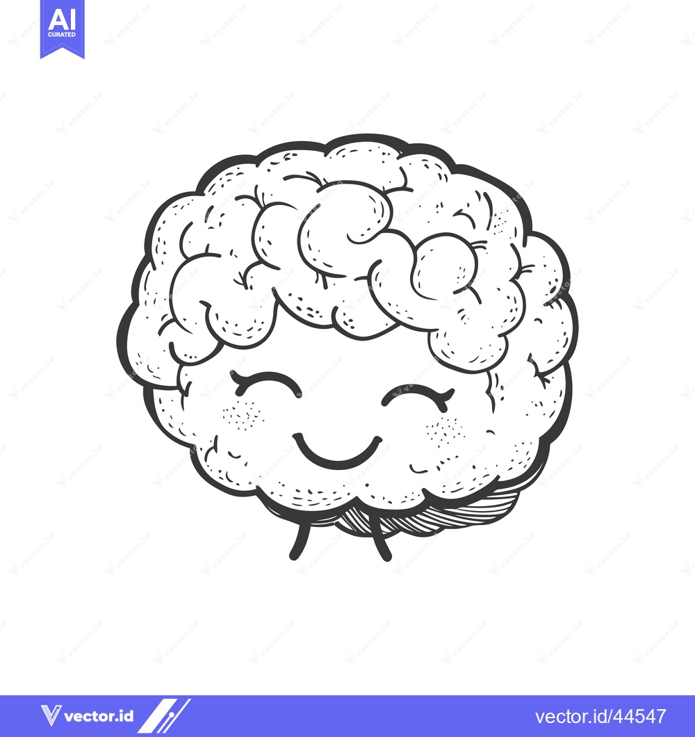 Premium Vector of Hand-Drawn Cartoon Illustration of a Smiling Brain with Legs