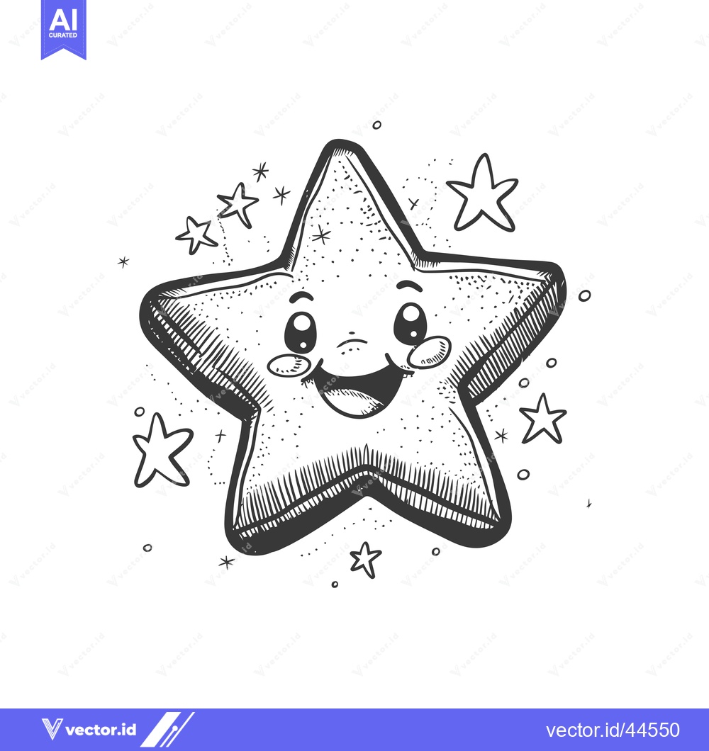 Premium Vector of Hand-drawn cartoon illustration of a smiling star with little stars ar